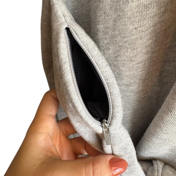 Athleta Sweater mini Dress Womens large Gray Short Sleeve Tie Front Embrace - Picture 4 of 9